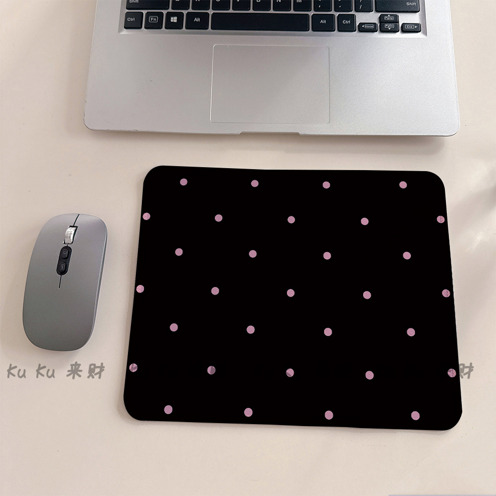 Leather Desk Pad - Polka Dots Black Leather Desk Pad