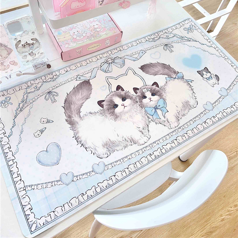 Leather Desk Pad - Leather Table Mat Ragdoll Cat Series