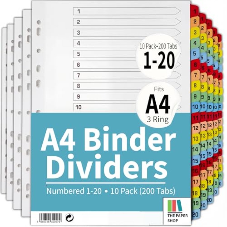 Binder Dividers with Tabs -20  - Tab Divider A4 recensione e prezzo