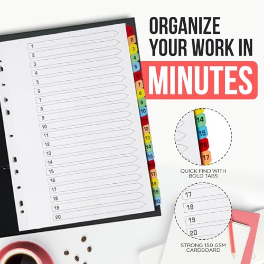 Binder Dividers with Tabs -20  - Tab Divider A4 recensione e prezzo