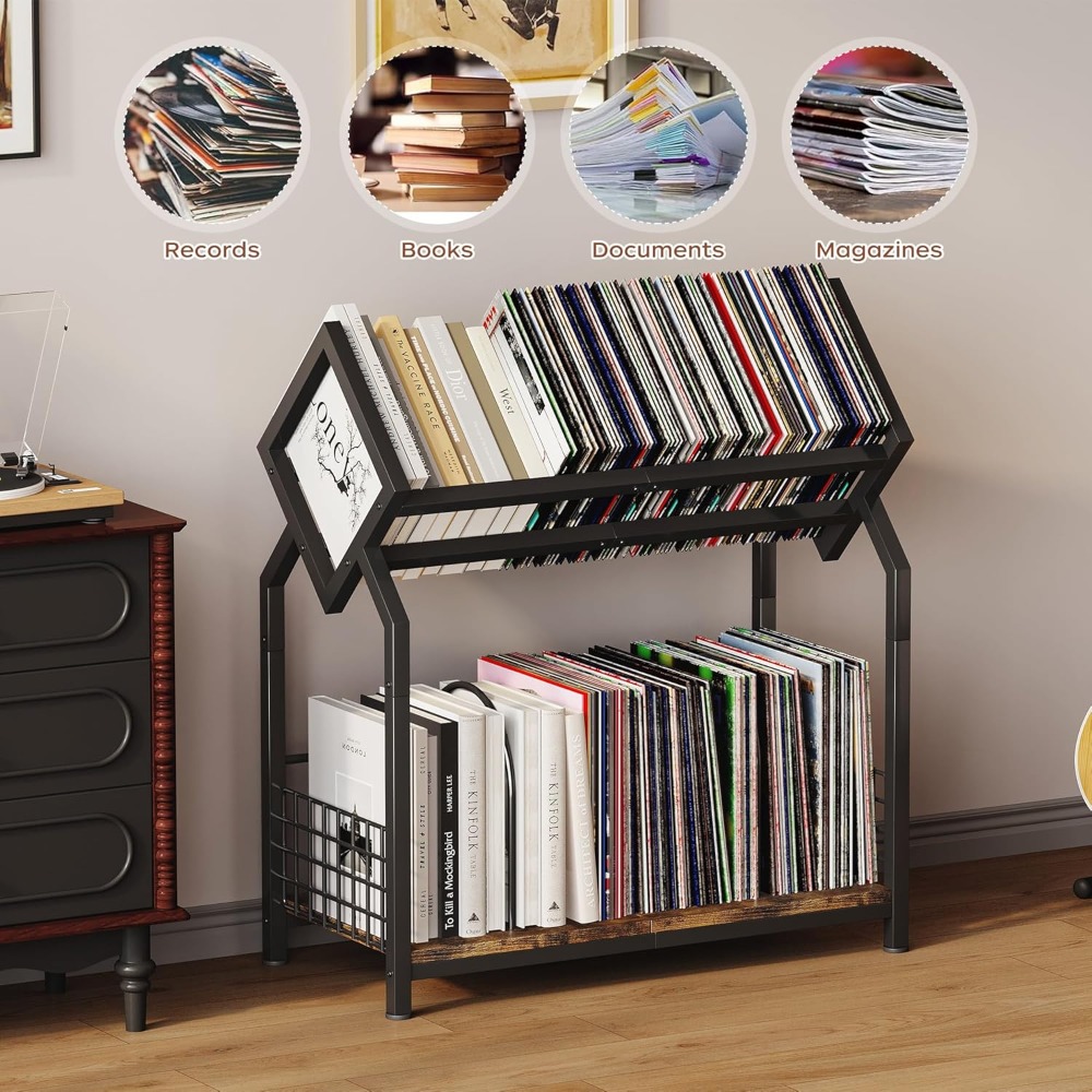 2-Tier Vinyl Record Storage Ho - Magazine Holder Rack recensione e prezzo