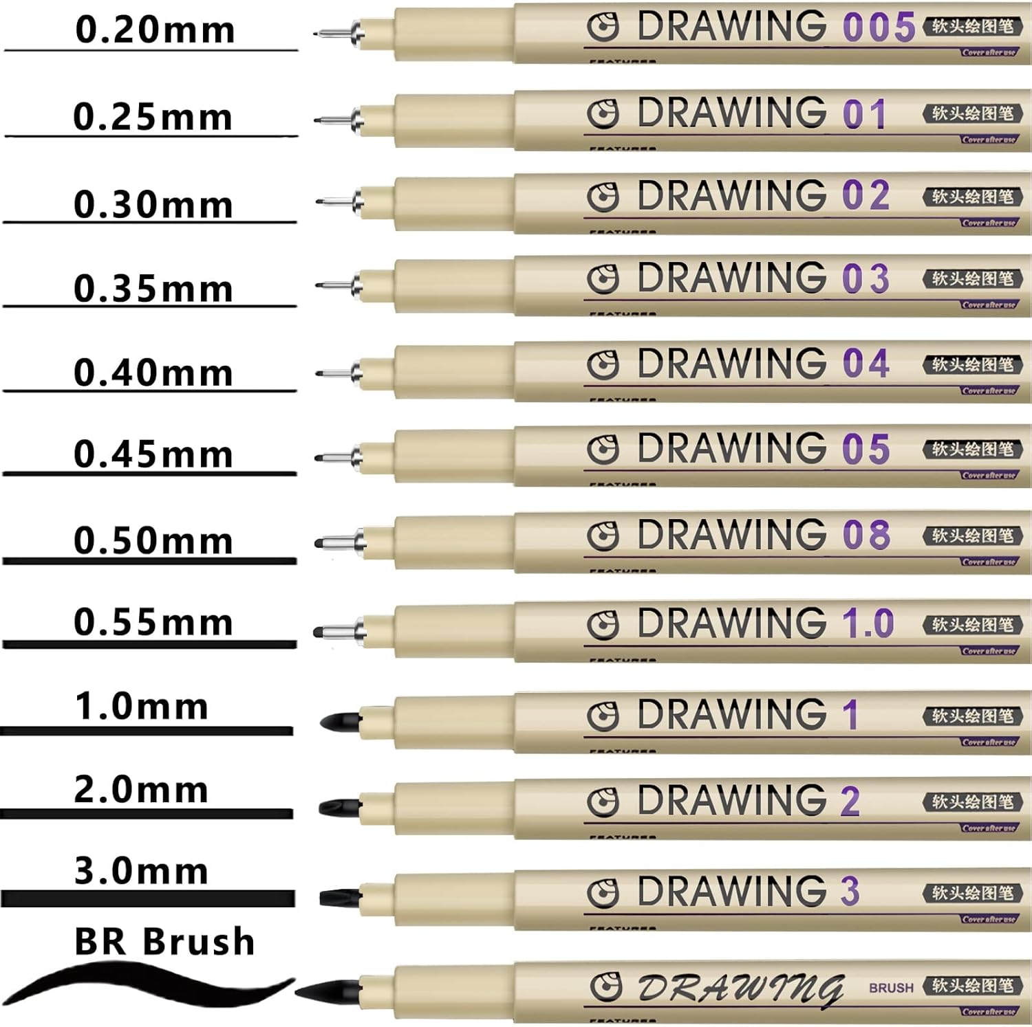 12 Black Fine Line Drawing Pen - Archive Box Set recensione e prezzo