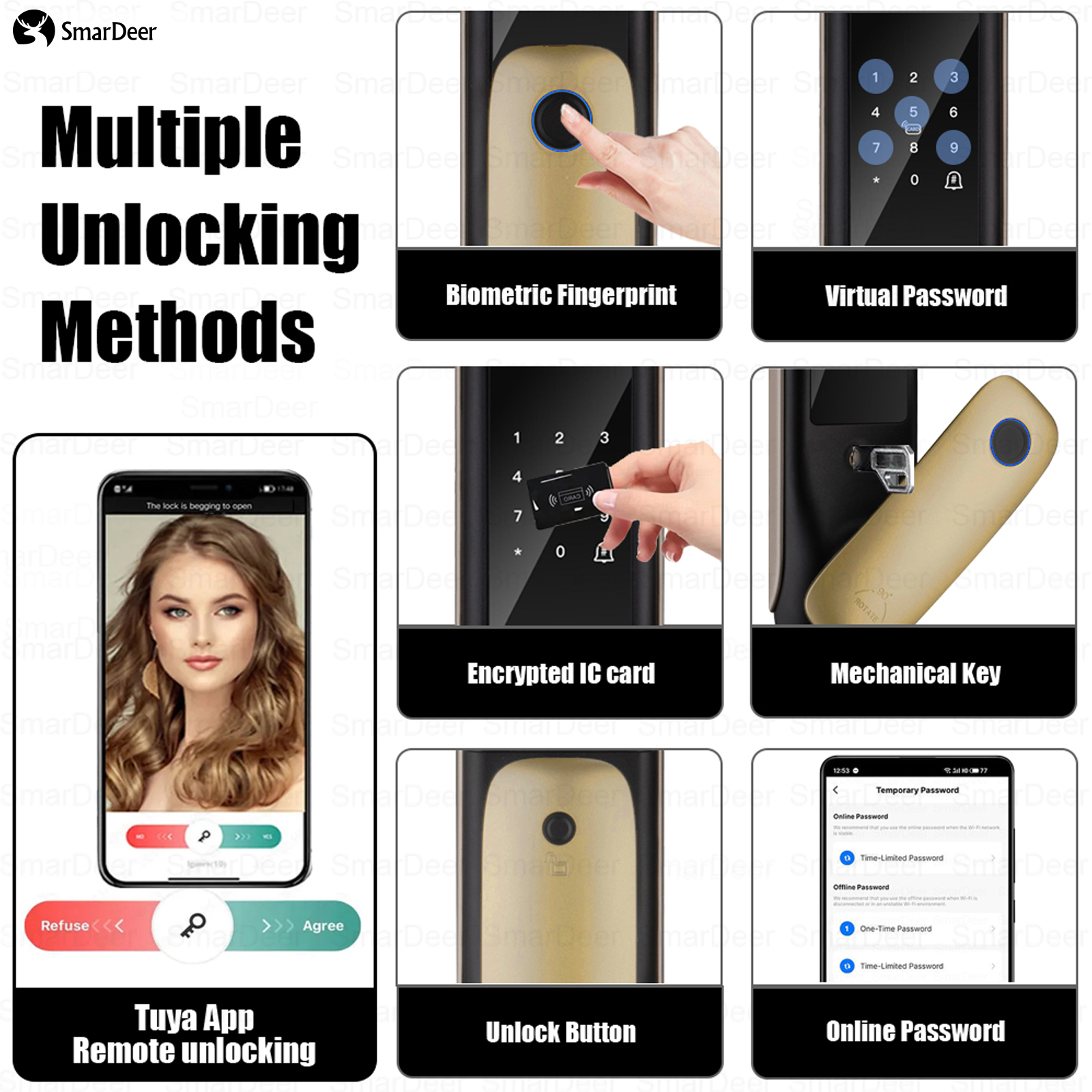 SmarDeer Smart Door Lock With  - Letter Opener Brass recensione e prezzo